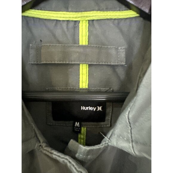 Hurley Women long Jacket Olive Green Full‎ Zip Hooded Drawstring lined soft MED - Picture 2 of 3